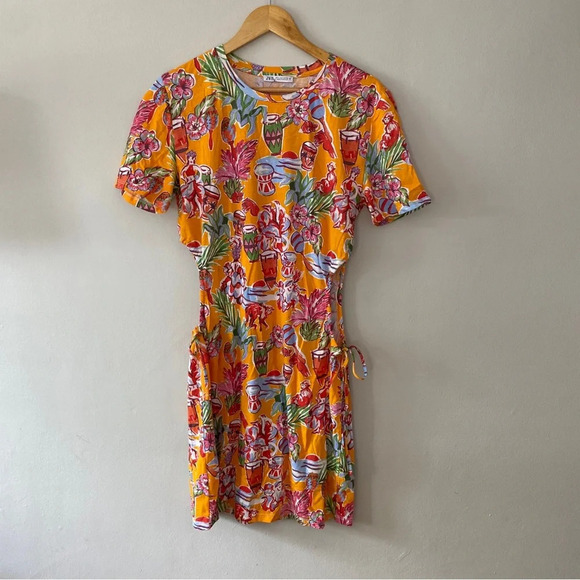 Zara Tropical Jungle Dress with Cutouts Size Large - Picture 3 of 6